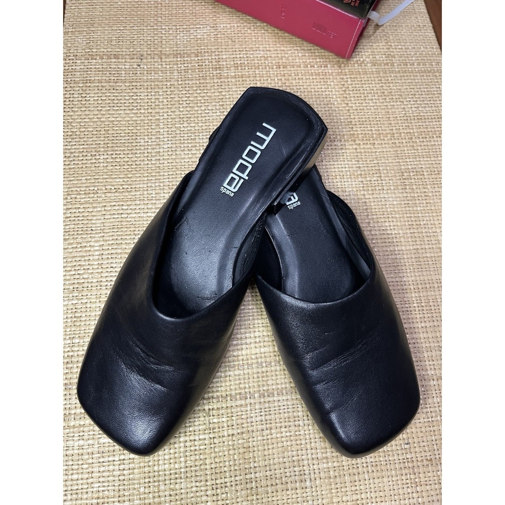 MODA Spana Size 7.5 Black Slip On Mules Sandals